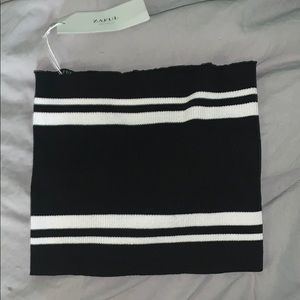 Zara black and white tube top